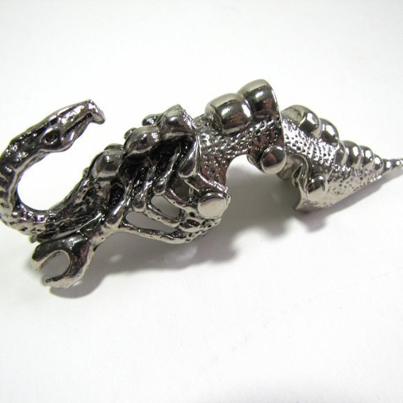 9 Silver Scorpion Snake Armor Ring - Picture 5 of 7